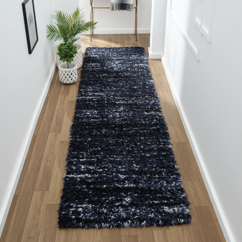 Deluxe Lavage Blue Shaggy Runner Rug