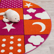 KidsVillage Moon Pink Orange Round Rug