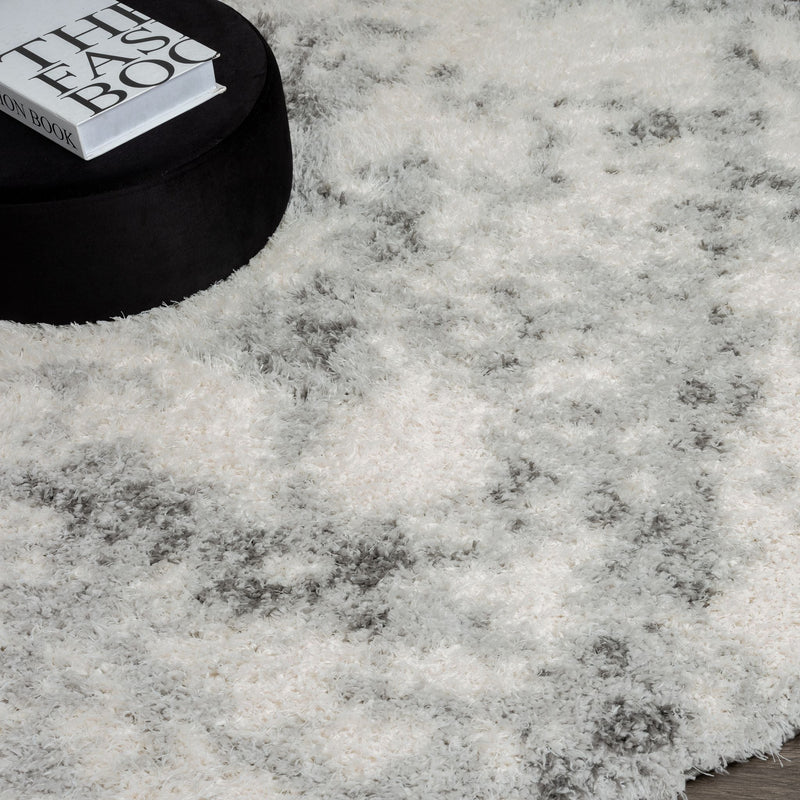 Deluxe Ash Shaggy Round Rug