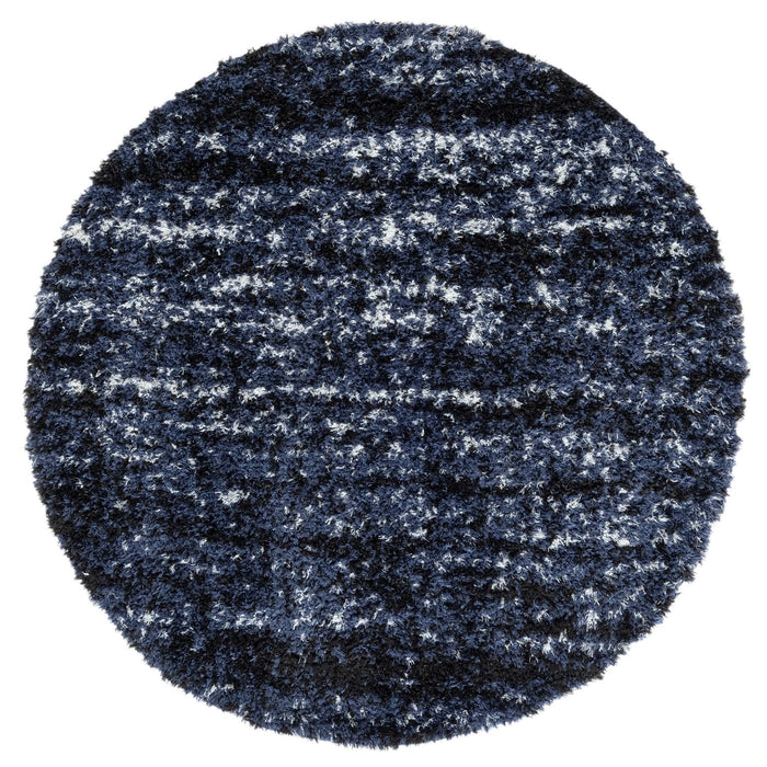 Deluxe Lavage Blue Shaggy Round Rug