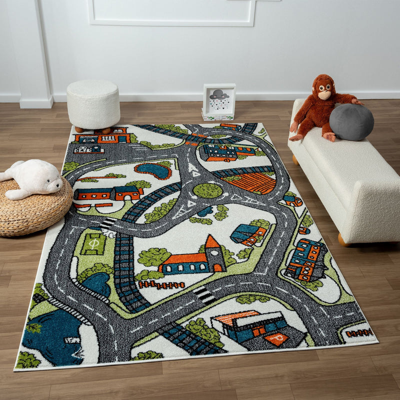 KidsVillage Road Cream Rug