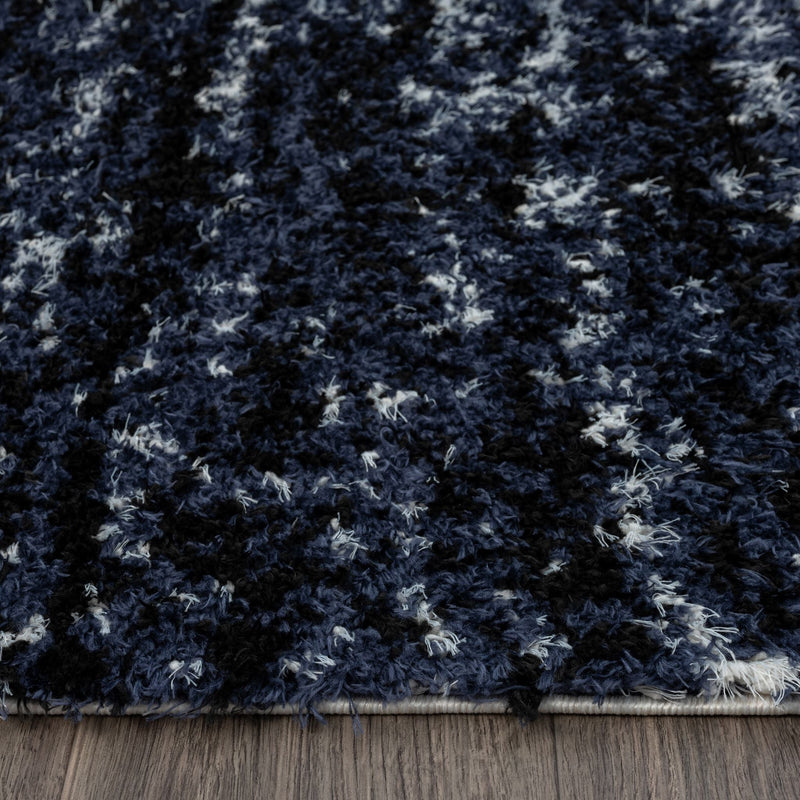 Deluxe Lavage Blue Shaggy Runner Rug