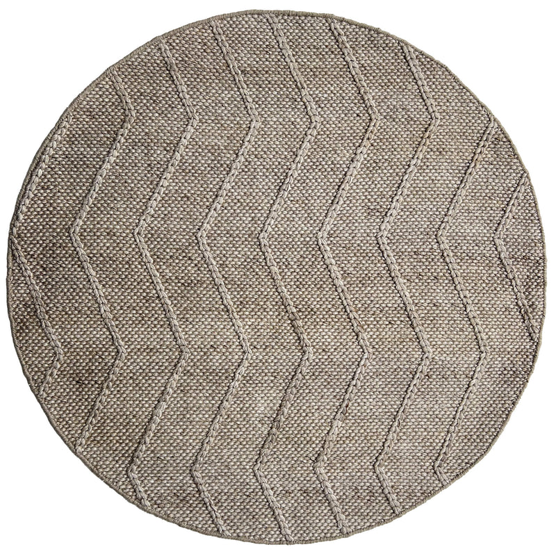 Zig Zag Beige Round Rug