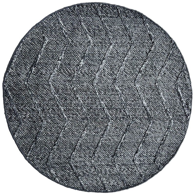 Zig Zag Dark Grey Round Rug