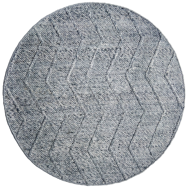 Zig Zag Spotted Grey Round Rug